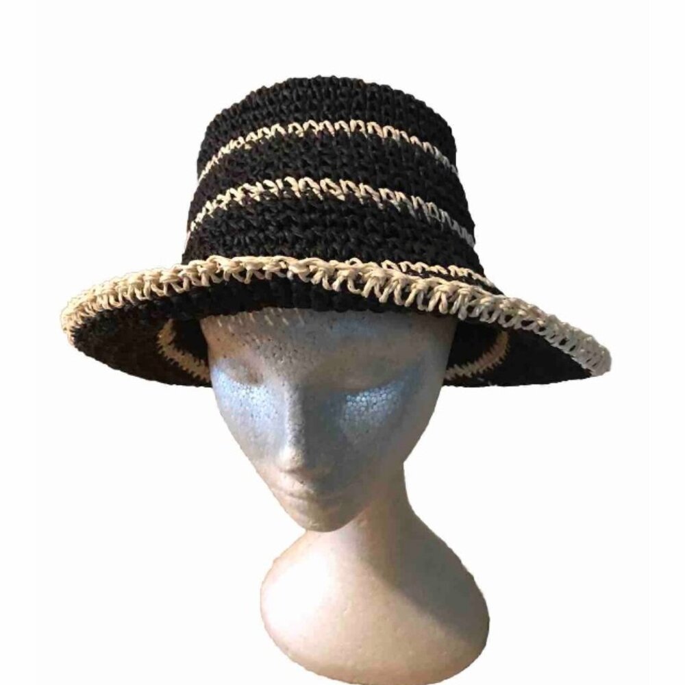 Wyeth Straw Striped Packable Bucket Hat